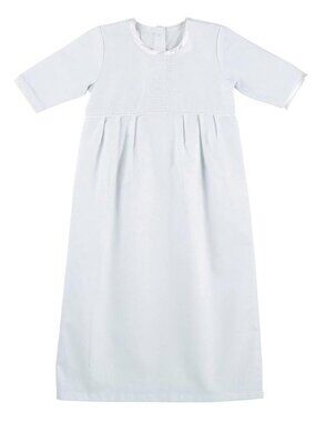 Stephan Baby: Baby Boy Solid White Baptismal Gown 100% Cotton Size 0-3 Mos NEW